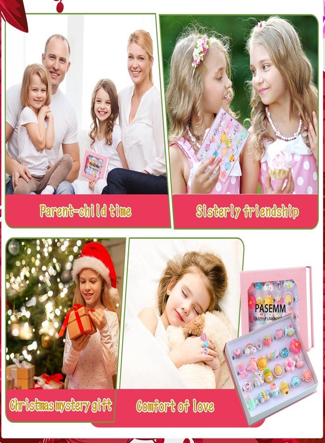 PASEMM 24pcs Little Girl Jewel Rings, Adjustable, No Duplication Kids Play Ring in Box,Pretend Play and Dress Up Rings for 4-12 Year Old Girl Birthday Christmas Holiday Gifts - Image 4